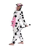 vavalad Adult Cow Onesie Costume Halloween Christmas Cosplay Cow Costume Women Men