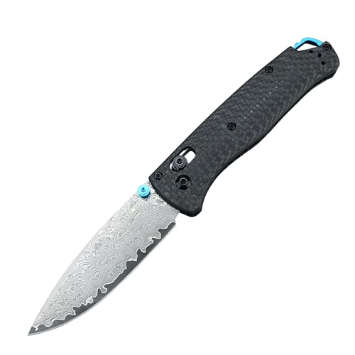 Knife EDC Folding Pocket Knives For Men, Damascus Blade Everyday Carry Thumb Studs Manual Open, Carbon Fiber Handle With Deep Carry Pocket Clip (Carbon fiber Damascus)