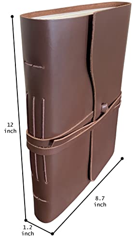Rustic Town Genuine Leather Photo Album with Gift Box - Scrapbook Style Pages (Large, Brown)