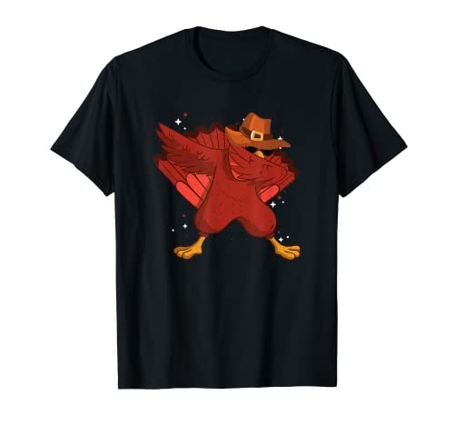Dabbing Turkey Thanksgiving Day Pilgrim Pioneer Dab Dance T-Shirt