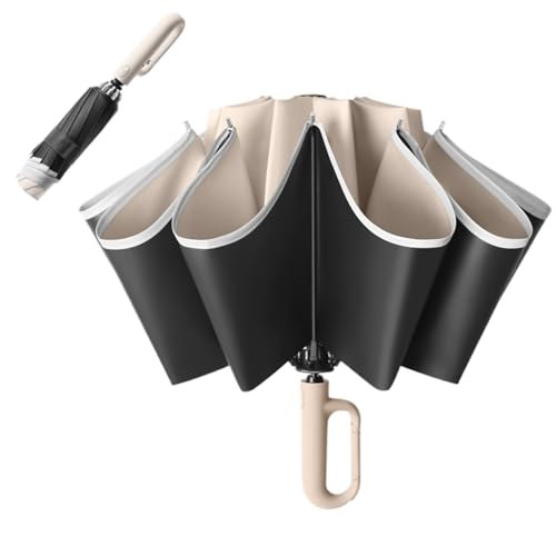 Paraguas Automático Ultra-Compactos - Paraguas Antiviento de Viaje Anti-UV,Portátil para Deportes Al Aire Libre Camping Picnic, beige, Se référer au descriptif