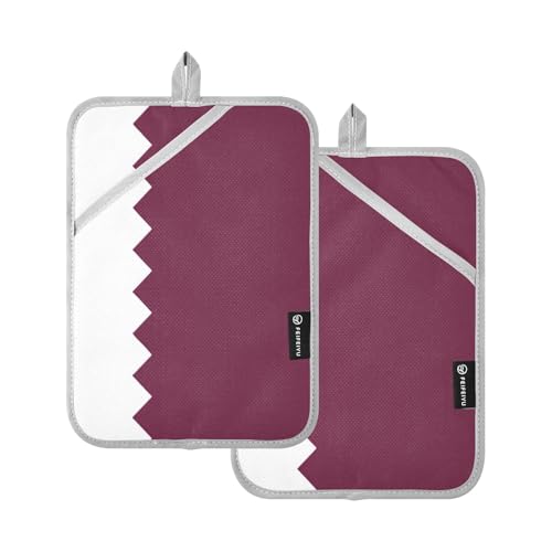 Lot de 2 maniques résistantes à la chaleur - Motif drapeau du Qatar - Pour cuisine quotidienne - Dessous de verre - Pour four