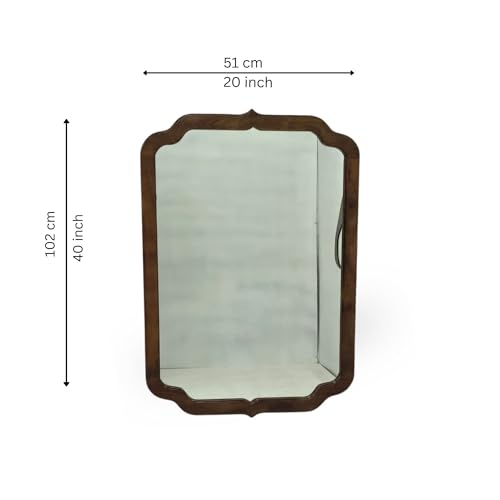 Image of Gharaana Pedro Wooden Wall Mirror, Brown, Vintage Style, 71 x 102 cm