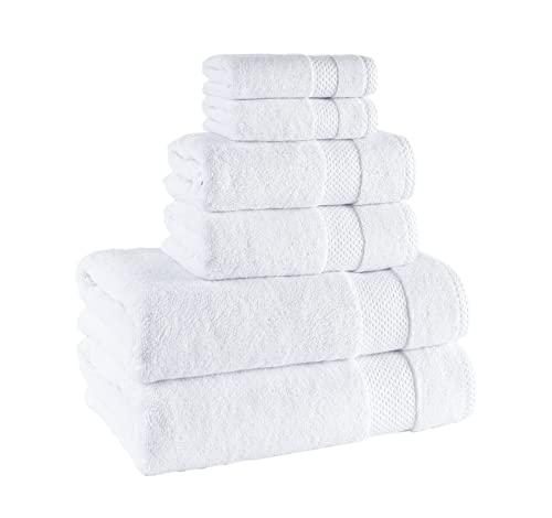 Mk Havlu Soft Plush And Absorbent 6 Piece Towel Set Of 6 For Bathroom 100% Turkish Cotton Bath Towels Best Bath Towels Set Luxury Bath Towel Sets 2 Bath Towels 2 Hand Towel 2 Washclothes (White) #TOP12