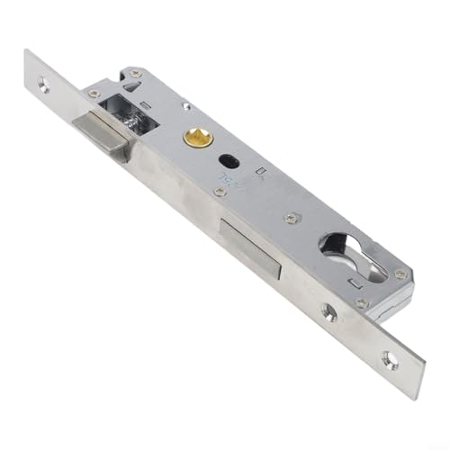 Cerradura de acero inoxidable para puerta y jardín, fondo de 85 x 25 mm, cerradura tubular con cerradura en forma de U y pestillo giratorio de 360°, DIN