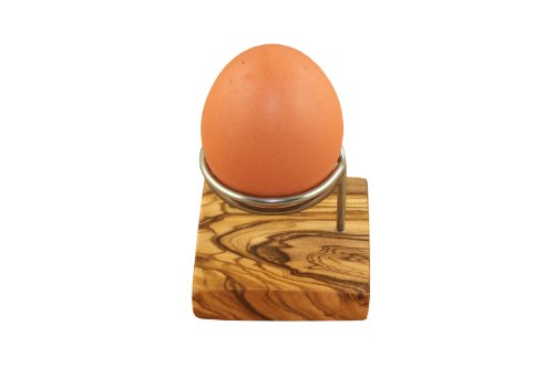 D.O.M. Coquetier en bois d'olivier et acier inoxydable