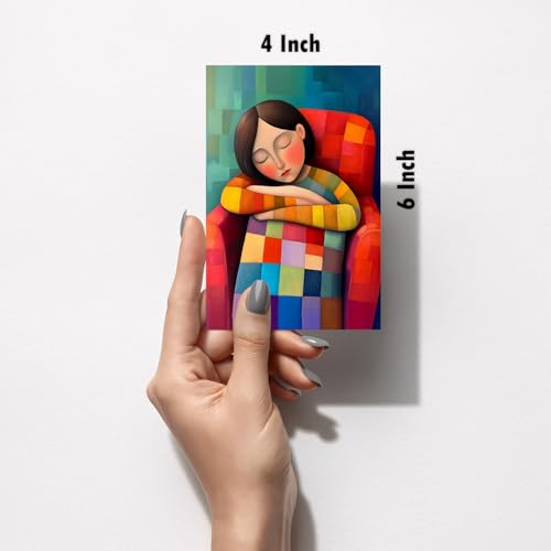 Image of SiddArtify Modern Portrait Wall Art Poster Print Set - Colorful Woman Sleeping Prints for Living Room Bedroom Decor - Set of 2-4x6 Inch - Board (Pack of 6) - Sticker (Pack of 6)