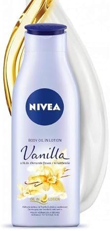 Oil in Lotion Loción corporal con aceite de vainilla y almendras 200 ml / 6,76 fl oz – Loción corporal ligera de rápida absorción con suave fragancia de vainilla, cuidado diario de la piel no graso para una sensación suave y cómoda