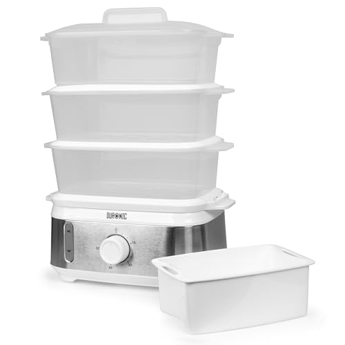 Duronic 3 Tier Food Steamer FS95 Electric Veggie Steamers for Food Cooking Kitchen Steamers for Eggs Rice Meat Momos & Steaming Fish Baby Steam Cooker 9L Steamer Pot - Image 7