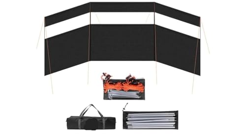 NihaoWXM Refugio para Parabrisas De Playa Parabrisas for Acampar al Aire Libre, for Estufa, for Playa, Refugio, Pantalla, for Exteriores con Ventana(Black)