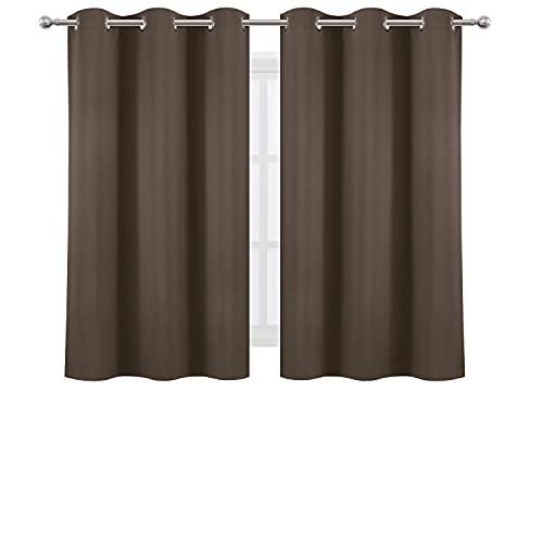 Image of LEMOMO Chocolate Brown Blackout Curtains 38 x 54 Inch Length /Set of 2 Curtain Panels /Thermal Insulated Room Darkening Blackout Curtains for Bedroom