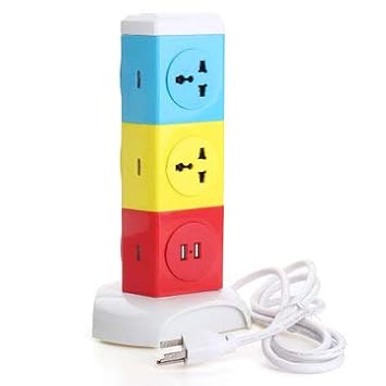 Generic 250V Three Tiers Rotating Socket Intelligent Patch Panel Usb Plug Board Power Strip [Us Plug]