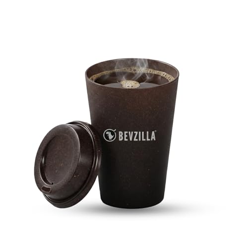 Image of Bevzilla Eco-Friendly Coffee Tumbler | Pack of 2 | Crafted from Bamboo Fiber, Coffee & Rice Husk | Lightweight, Durable & Food-Safe | Microwave & Dishwasher Safe | Reusable Travel Mug