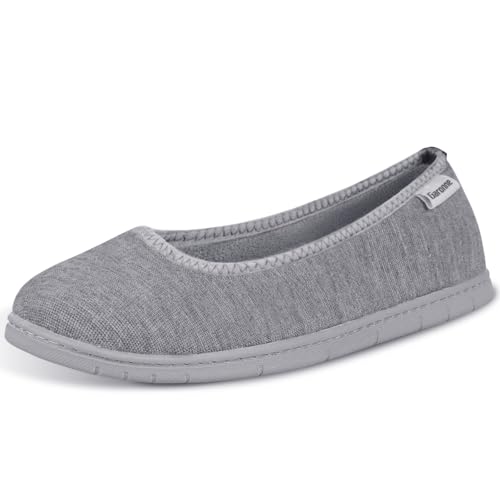 Garonne Women's Slippers with Memory Foam, Ladies' Non-Slip House Shoes for Bedroom Indoor/Outdoor(8,Grey)