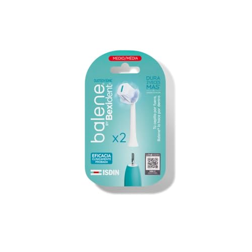 ISDIN Balene by Bexident® Duotech Recambio Cabezal Dureza Media (2 unidades) | Limpia la Cara Interna y Externa de los Dientes a la Vez