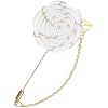 M METERXITY Rose Brooch Pin Cloth Rose Flower with Gold Leaf Brooch, Rose Flower Lapel Pin for Men Wedding Accessories/Suit Tuxedo Corsage Wedding Party Brooch