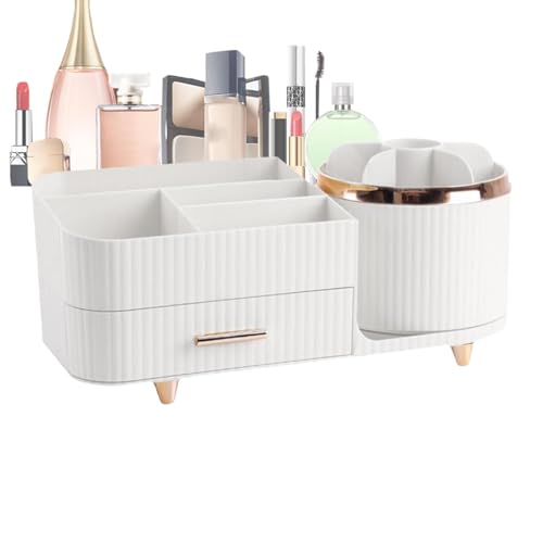 Scaffale Per Trucchi - Organizer Per Cosmetici Da Tavolo | Scatola Organizer Per Trucchi Con Cassetti | Porta Pennelli Per Trucco Rotante, Organizer Per Pennelli Per Trucco Rotante Per Cosmetici Per V