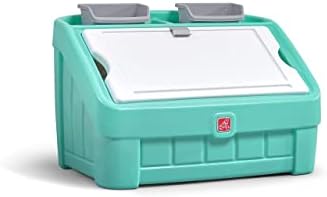 Step2 2-in-1 Toy Box and Kids Easel Lid, Mint – Create & Display Art on Kids Art Table Lid – Toy Chest Encourages Responsibility and Organization – Plastic Toy & Art Storage Container – Toy Storage
