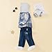 JOIMOCY Toddler Boy Clothes 4T Boys Pocket Hoodie Sweatshirt Ripped Jean Fall Winter Clothes Set, Blue Plaid Hoodie Shirt Jeans 4-5T