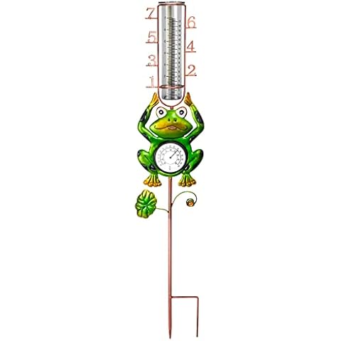SYSUVANA Frosch Regenmesser für den Außenbereich mit wasserdichtem Thermometer, leicht ablesbar, 81,3 cm Regenmesser mit 17,8 cm Ersatzglasrohr, dekorative Regenmesser für Hof, Garten, Terrasse Cover