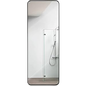 Hamilton Hills 18×48 inch Metal Bronze Frame Mirror for Bathroom | Brushed Rectangular Tall Rounded Corner Vanity | 2″ Deep Set Design Wall Mirrors Decorative | Hangs Horizontal and Vertical