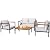 Greesum 4 Piece Furniture Patio Lounge Conversation Set Solid Wood Armrest & Table Top Anti-Drop Thick Waterproof Cushion, Onesize, Light Beige