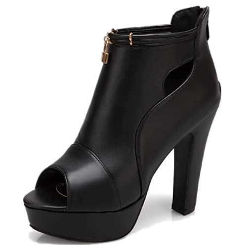 fereshte Women's Peep-Toe Sandals Stiletto High Heels Platform Summer Booties
