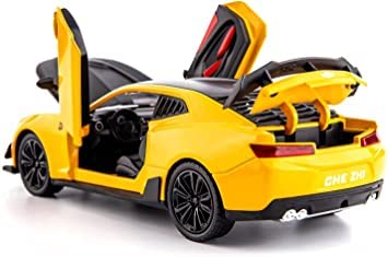 Image of Invite Enterprise Invite 1:32 Bumble Bee Chevrolet Camaro Diecast Metal Pullback Openable Doors Toy Cars With Flashing Light&Musical Sound For Gifts Toys For Kids Boys Girls Children