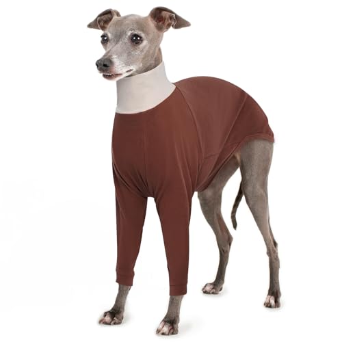 Image of IECOii Greyhound Sweater Turtleneck Dog Sweater for Greyhound Warm Greyhound Sweater Fleece for Spring Fall Winter Extra Cozy Greyhound Pajamas Two-Leg Jumpsuit Long Sleeve Sweatshirt Small
