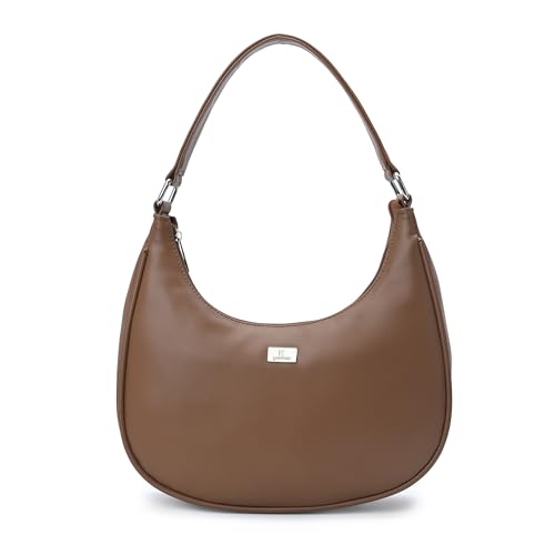 Image of K London Women's Vegan Leather Half Moon Bag | Stylish Black Shoulder Hobo | Compact Baguette Purse for Office, Casual, Party & Travel Use