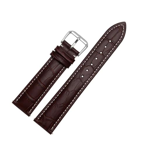 Bracelet montre cuir véritable marron 16mm LUGEMA avec boucle élégante pour homme et femme