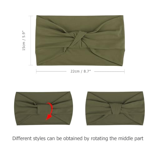 Image of DRESHOW 4 Pack Turban Headbands for Women Wide Vintage Head Wraps Knotted Cute Hair Band Accessories
