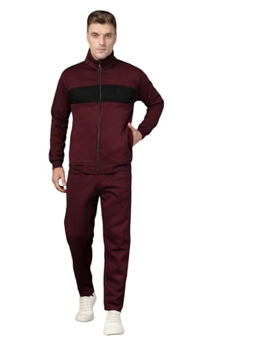 Image of CHKOKKO Track Suit For Man High Neck Winter Tracksuit Men Full Zip Jacket With Elastic Waist Lower And Soft Sports Activewear Set For Gym Running And Casual Use