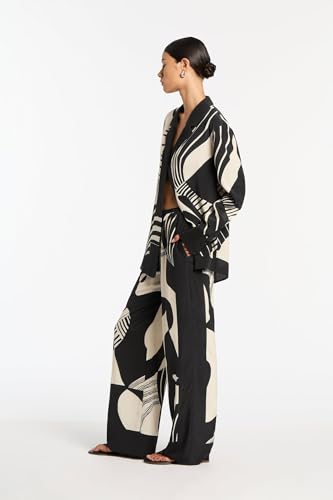 Wuitrie Womens 2 Piece Outfits Casual Print Long Sleeve Button Down Shirt Elastic Waist Wide Leg Pants Sweatsuit Sets3