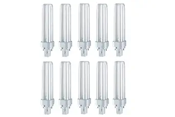 Osram Ledvance- 13 Watt- Dulux D- G24D-2 -Fluorescent PL Lamp- Cross pin- Cool White 6500K- Pack of 10