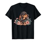 Lindo Dachshund Con Flores I Dachshund Camiseta