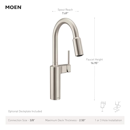 Moen Inara Stainless Pulldown Kitchen Faucet with Power Boost, Modern Kitchen Faucet, One-Handle High Arc, Easy Installation, Spot Resist Finish, 87463SRS - image 9