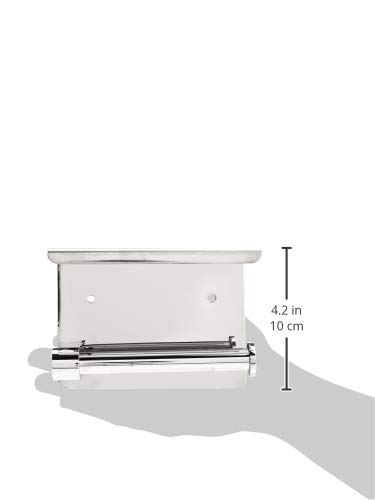 Image of AmazonBasics Toilet Paper Holder - Contemporary, Includes Storage Shelf, Stainless Steel