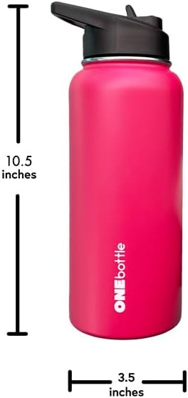 Miniatura 4 de Botella de agua con triple aislamiento, incluye 3 tapas (tapa con pajilla, boquilla, asa de mosquetón), a prueba de fugas, botellas de agua de 32