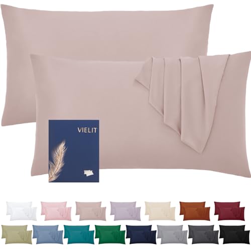 Vielit Kissenbezug 40x60 Pink Weich 2er Set Mikrofaser Kissenbezüge 40x60 Kissenhülle Öko-Zertifikat Resistent Hypoallergen