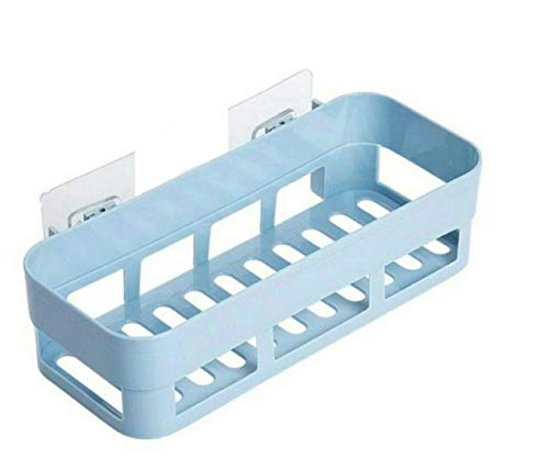 MOSHTU Multipurpose Plastic Kitchen Bathroom Shelf Wall Holder Shelf No Drill Self Adhesive Bathroom Shelve with Adhesiv...