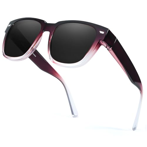 Myiaur Fit Over Glasses Sunglasses for Women Men, Polarized Square Wear Over Eyeglasses UV400 Protection