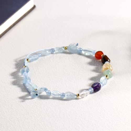 Image of 7 Chakra Crystals and Stones Anklet Irregular Tumbled Gems Beaded Ankle Bracelets for Women Spiritual Energy Meditation Yoga Healing Jewelry Mom's Gifts