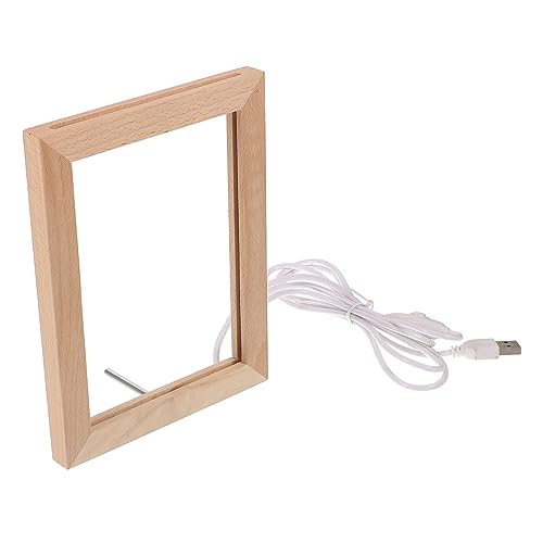 Genérico Marco De Fotos Led Luz Nocturna De Mesa Soporte De Madera Para Fotos 3 Modos De Iluminación Decoración Alimentada