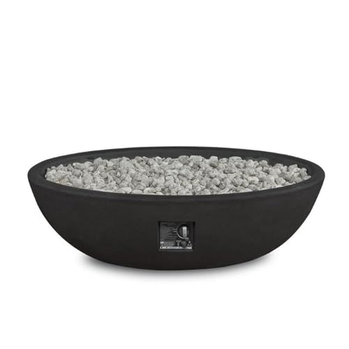 Image of Real Flame Riverside 48 inch Oval Propane Fire Pit Bowl, Push-Button Ignition, Includes 28 inch Stainless Steel Burner, Lightweight, 50,000 BTUs, Adjustable Flame Height - Shale