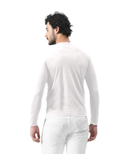 Image of Men's Long Sleeve Henley T-Shirt with Button Placket | Soft & Comfortable Casual Wear