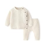 100% Cotton Knit Infant Baby Sweater and Pants Set, Unisex Newborn Boys Girls Outfit Long Sleeve Warm Clothes Newborn Gifts
