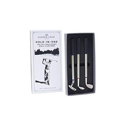 Set of 3 Golf Club Pens | Blue Black and Red Ink | Gift For Him | 'Hole-In-One' | Dapper Chap by CGB Giftware Cover