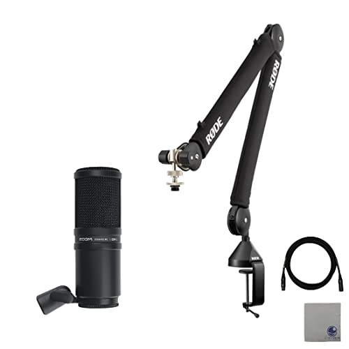 Rode PSA1+ Pro Studio Boomarm for Podcasting and Streaming with Zoom ZDM-1 Dynamic Microphone for Podcasts, Voice-Overs, Interviews, and Vocals, XLR Cable and StreamEye Polishing Cloth