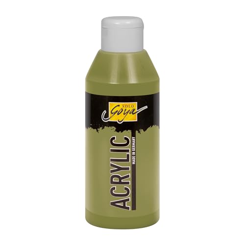 KREUL 84221 - Solo Goya Acrylic grüne Erde, 250 ml Flasche, cremige vielseitig einsetzbare Acrylfarbe in Studienqualität, auf Wasserbasis, schnell und matt trocknend, gut deckend, wasserfest